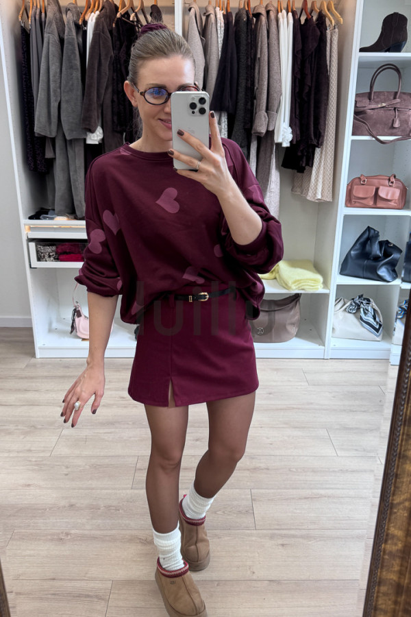 BLUZA BURGUNDOWA Z MIĘSITEJ BAWEŁNY W SERDUSZKA 7
