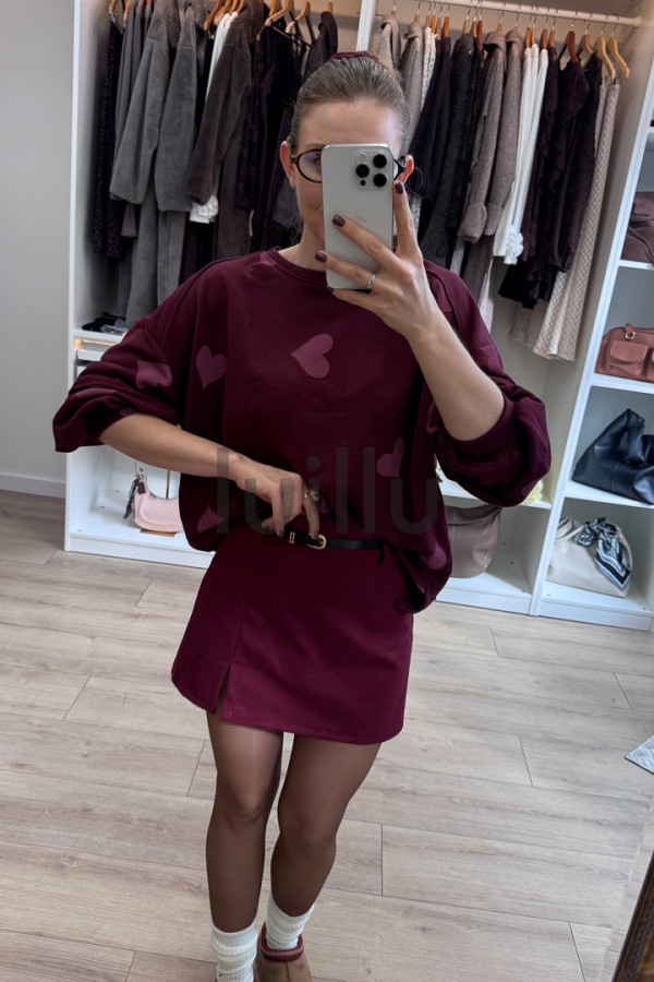 BLUZA BURGUNDOWA Z MIĘSITEJ BAWEŁNY W SERDUSZKA 8