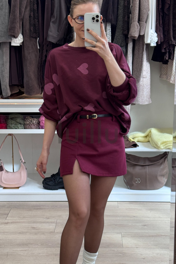 BLUZA BURGUNDOWA Z MIĘSITEJ BAWEŁNY W SERDUSZKA 9