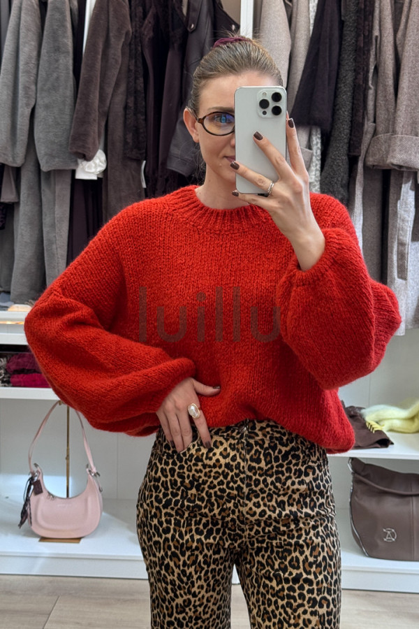 SWETER Z MOHEREM LAURA CZERWIEŃ 1
