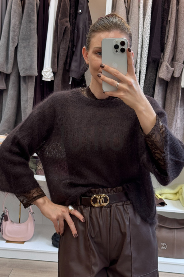 SWETER MGIEŁKA Z MOHEREM GORZKA CZEKOLADA 4