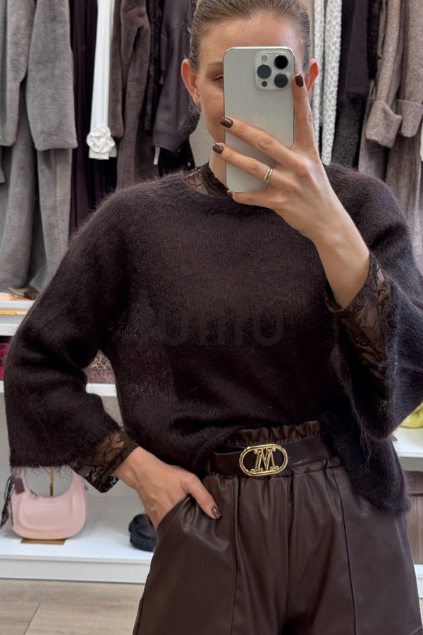 SWETER MGIEŁKA Z MOHEREM GORZKA CZEKOLADA 6