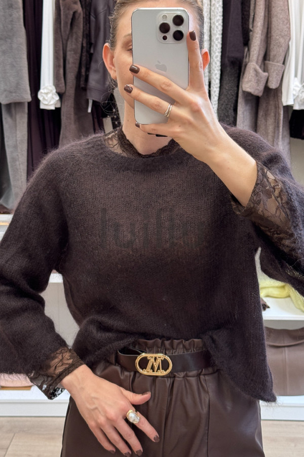 SWETER MGIEŁKA Z MOHEREM GORZKA CZEKOLADA 7
