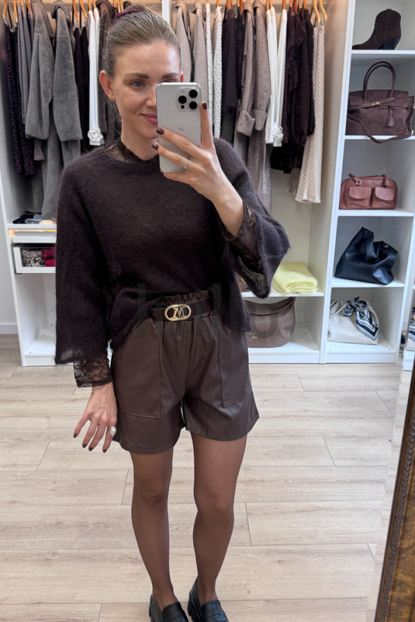 SWETER MGIEŁKA Z MOHEREM GORZKA CZEKOLADA 8