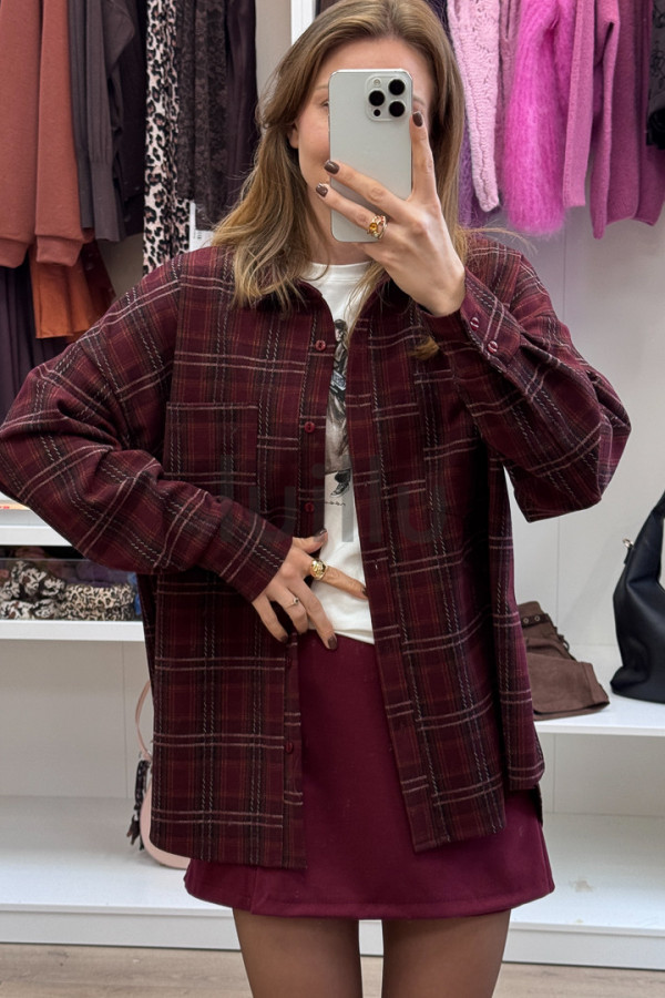 KOSZULA FLANELOWA W KRATKĘ BORDOWĄ 6