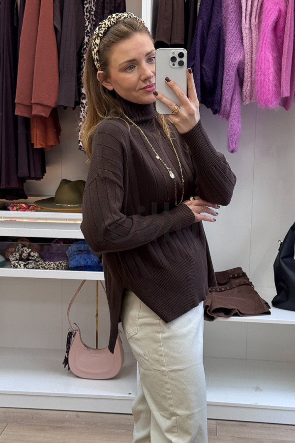 SWETER GOLF Z WISKOZĄ Z WARKOCZEM CZEKOLADA 4