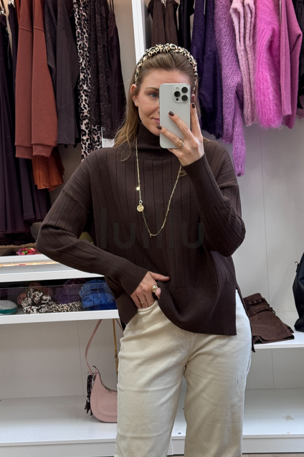 SWETER GOLF Z WISKOZĄ Z WARKOCZEM CZEKOLADA 5