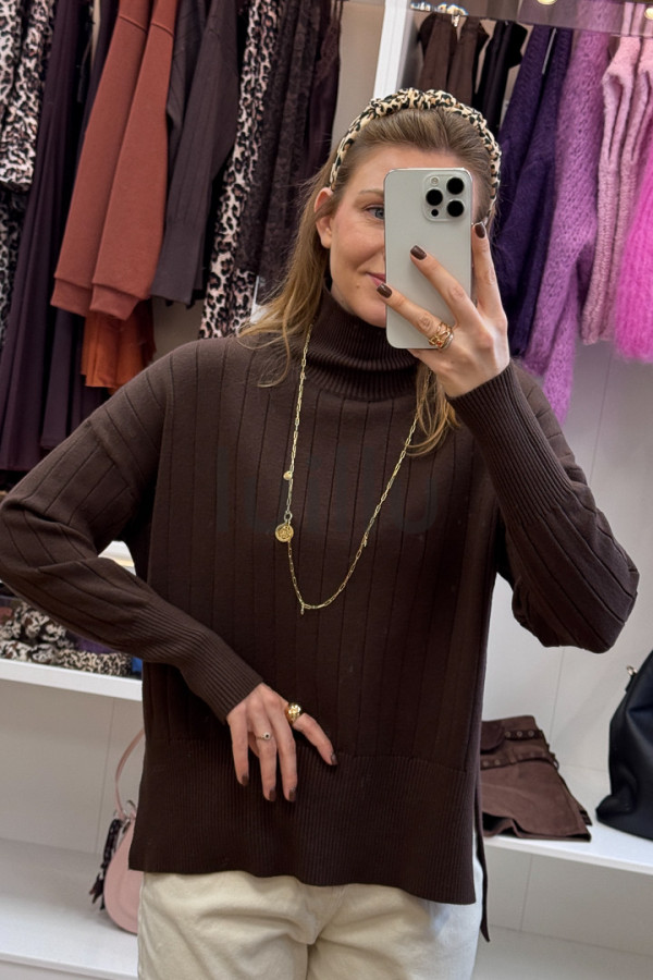 SWETER GOLF Z WISKOZĄ Z WARKOCZEM CZEKOLADA 6