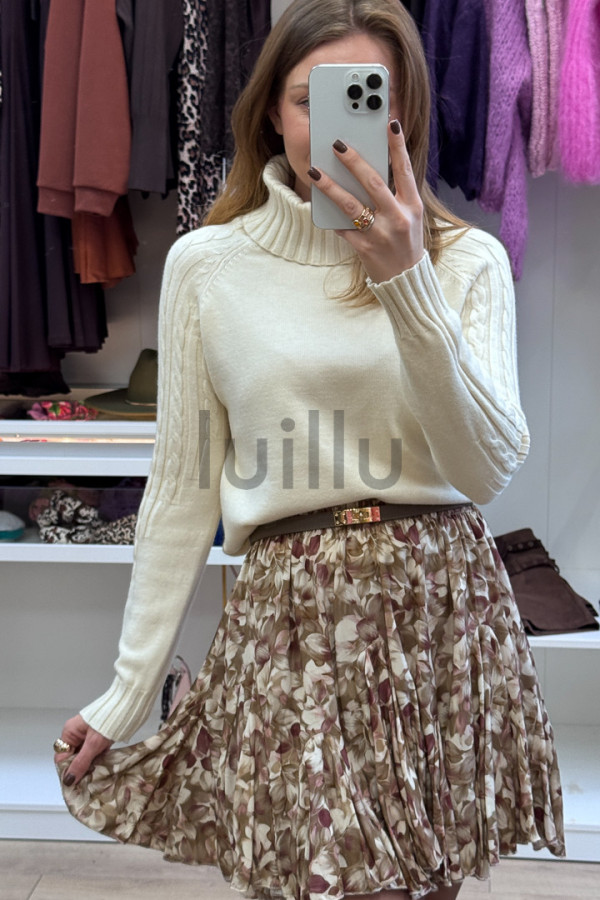 SPÓDNICZKA WISKOZOWA MINI BEŻOWY W ŁĄCZKĘ LOLA 3