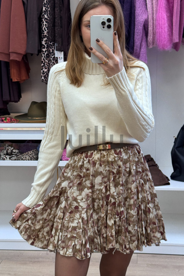 SPÓDNICZKA WISKOZOWA MINI BEŻOWY W ŁĄCZKĘ LOLA 8