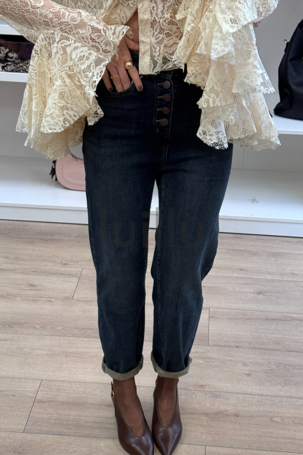 SPODNIE MOM FIT Z GUZIKAMI W UNIKATOWYM KOLORZE DŻINSU