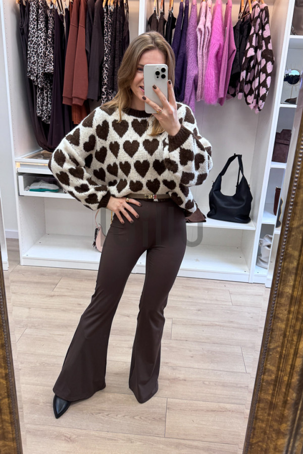 SWETER ŚMIETANKOWY W CZEKOLADOWE SERDUSZKA AMELIA 7